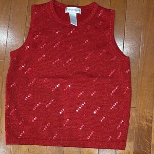 dressbarn Red Sequin Sleeveless Top